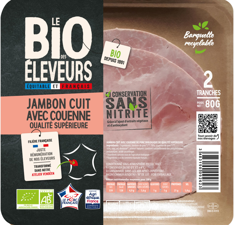 JAMBON CUIT avec couenne SANS NITRITE